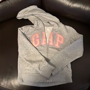 GAP Gray Hoodie with Pink Logo Sweatshirt